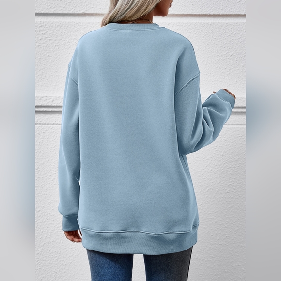 Women's MERRY CHRISTMAS Round Neck Long Sleeve Comfy Sweatshirt - Picture 2 of 3